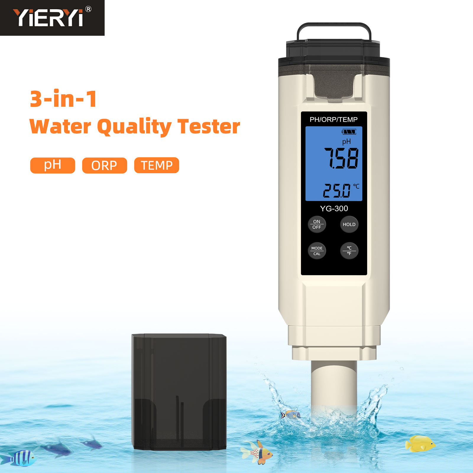 Ph Meter Digital Water Tester - เครื่องวัดค่า PH/ORP/อุณหภูมิ 3 in 1 ยี่ห้อ