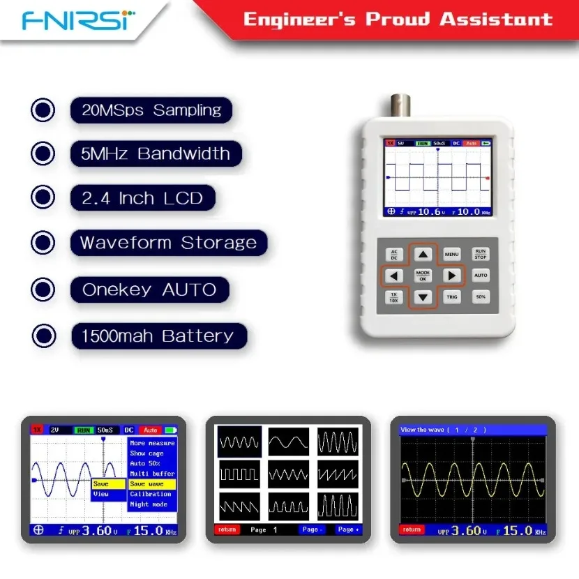 Fnirsi Digital Oscilloscope Handheld - 1 ชิ้น DSO FNIRSI PRO ออสซิลโลสโคปดิจิทัลแบบพกพาขนาดเล็ก