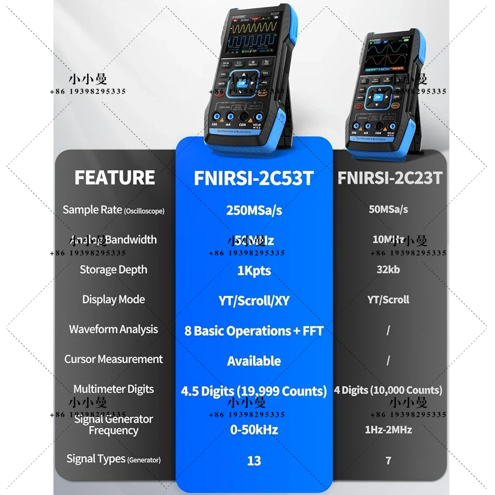 Fnirsi Digital Oscilloscope Handheld - FNIRSI 2C53T ออสซิลโลสโคปแบบพกพาที่ได้รับการอัปเกรด แบนด์วิดท์ 0MHz ออสซิลโลสโคปดิจิทัล