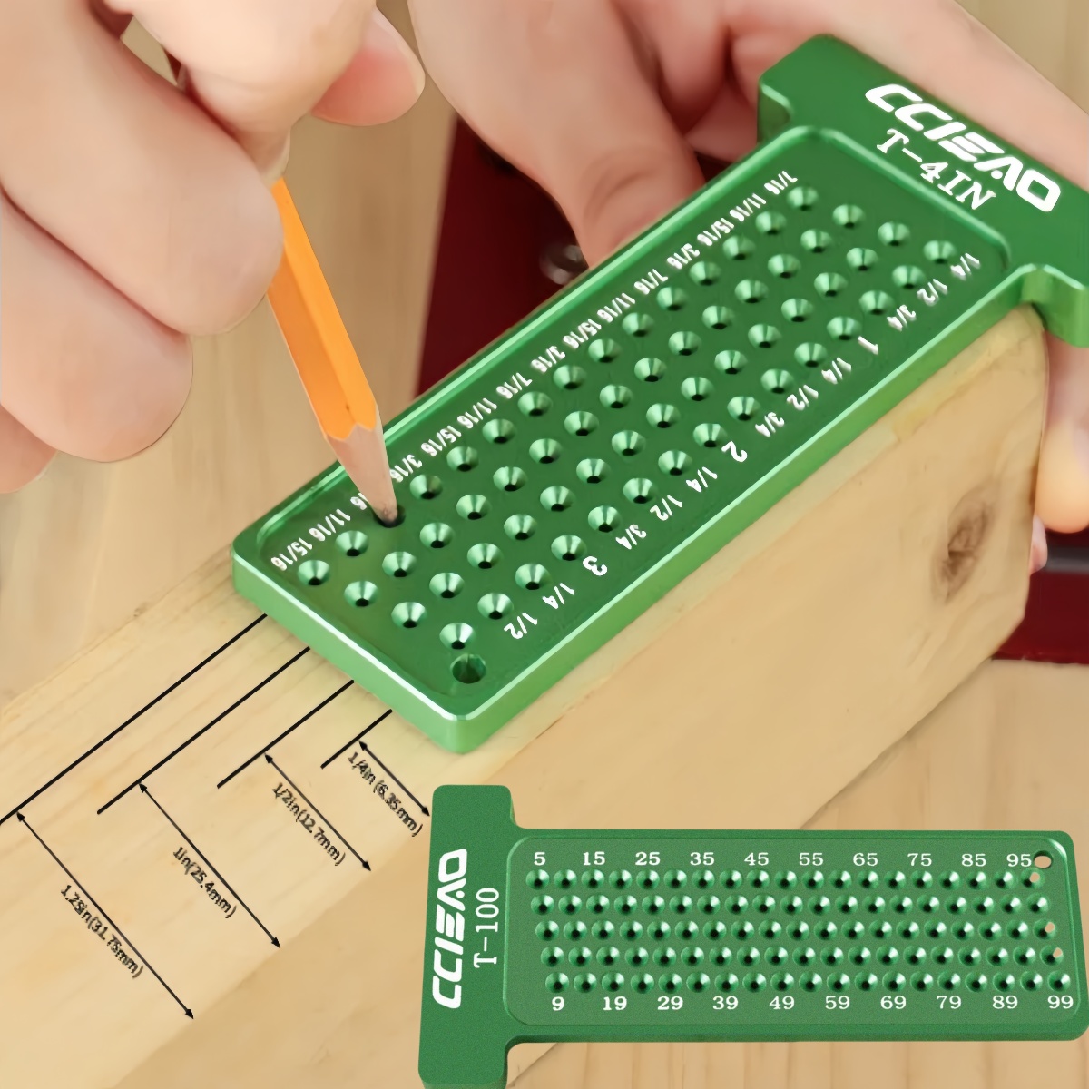 Test Instruments - 4 นิ้ว/100 มม.ไม้ Scribe,เมตริก/นิ้วเครื่องหมายวัดสําหรับช่างไม้วาดเส้นเครื่องมือวัด, และ CROSS