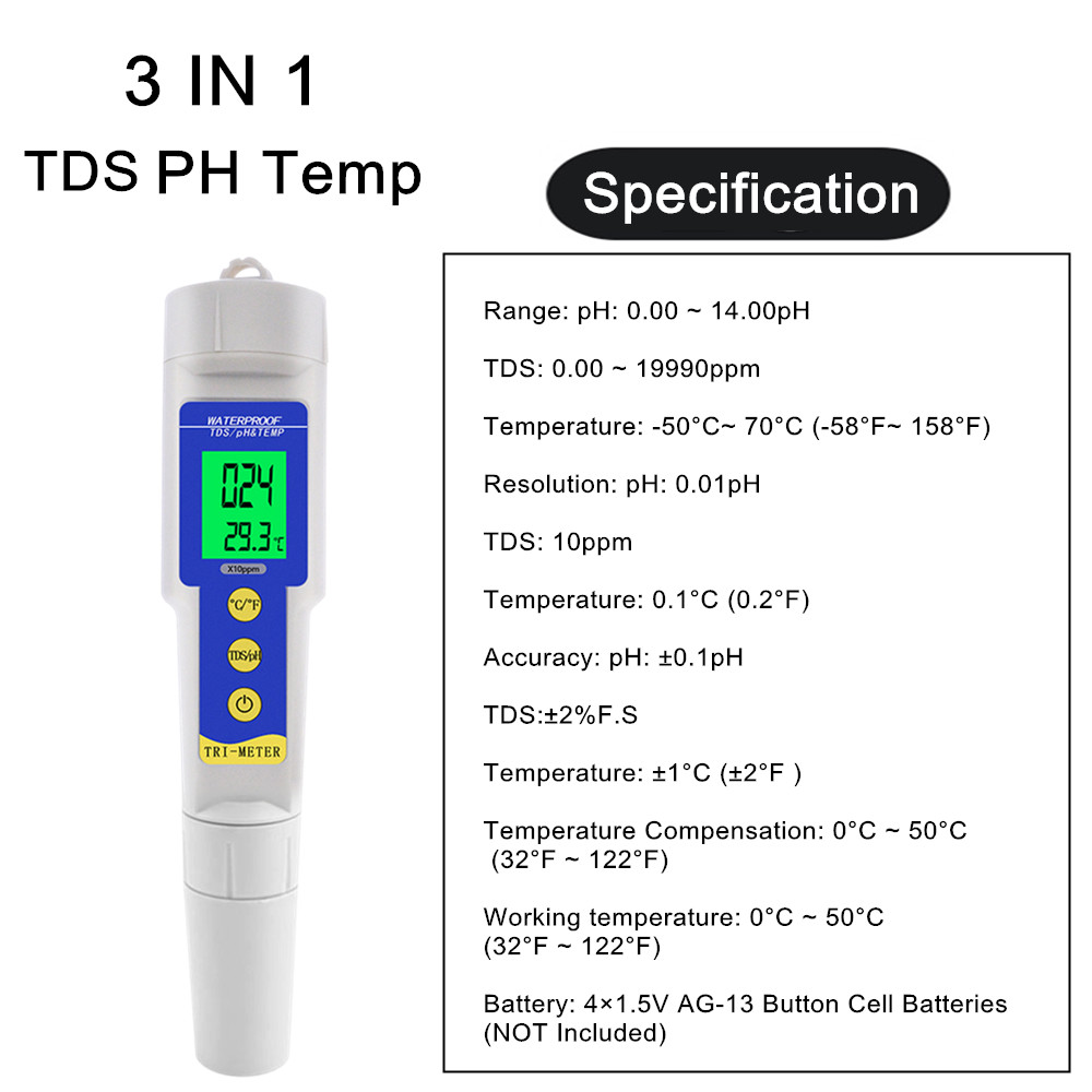 Professional 4 IN 1 TDS PH EC  - Ph Meter Digital Water Tester บทวิจารณ์และราคา