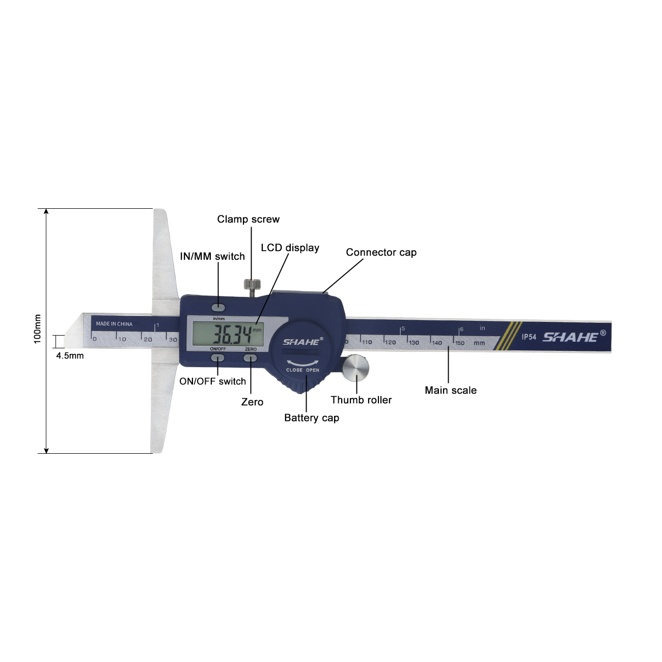 SHAHE ความลึกดิจิตอล Caliper 1 - Digital Caliper 150Mm Stainless Steel บทวิจารณ์และราคา